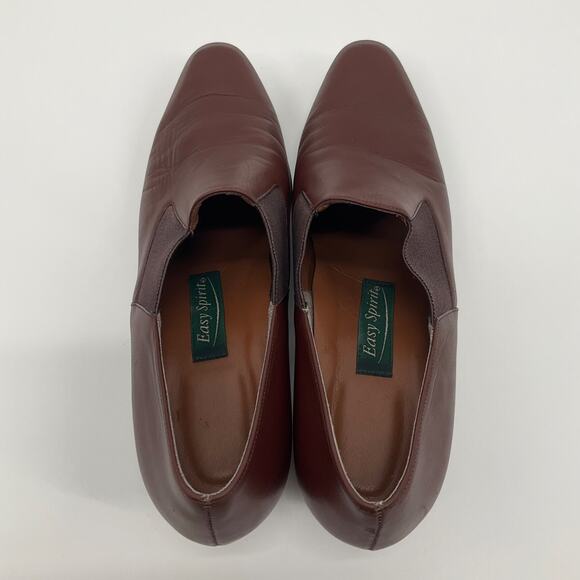 Women’s Burgundy Leather Slip‑On Low Block Heel Size 9 Office Shoe Easy Spirit - Picture 8 of 11